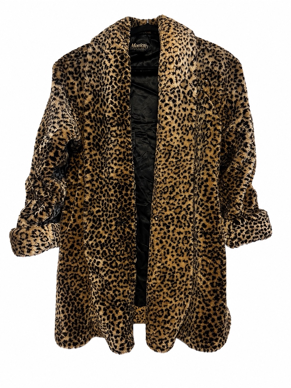 Leopard Print Faux Fur Coat - Brown